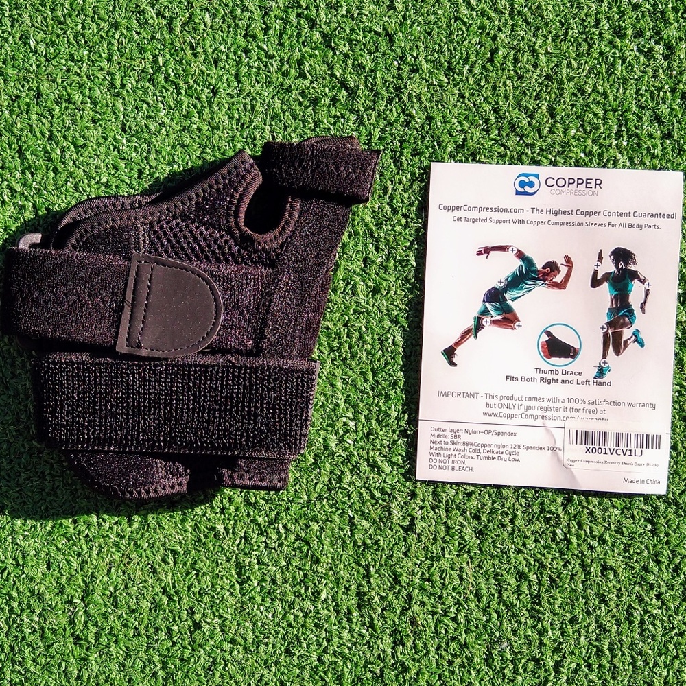 Copper Infused Right/Left Long Compression Adjustable Thumb Brace/Splint/Support